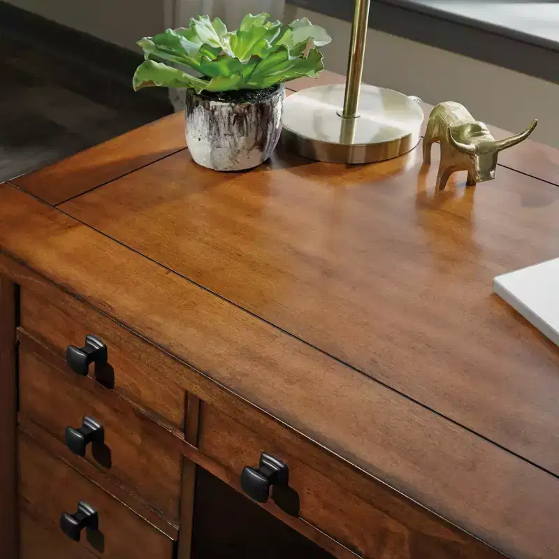 Tahoe Executive Pedestal Desk - Aged Maple - Home Styles: Hardwood, Mid-Century Modern Office Furniture