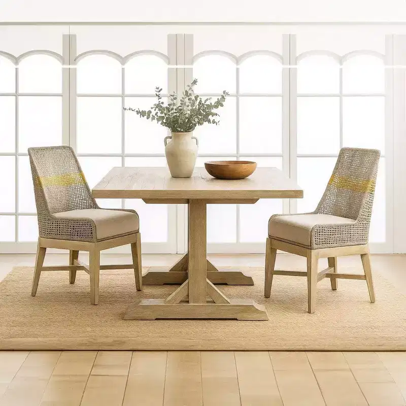 Royal Hampton Set of 2 Dining Chairs | Handcrafted Mango Wood | Cotton Rope Weaving