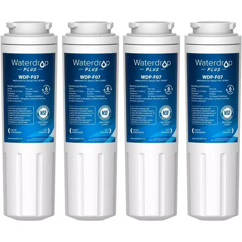 Waterdrop Plus UKF8001 NSF 401,53 Certified Refrigerator Water Filter,Replacement for Whirlpool Everydrop Filter 4, EDR4RXD1, Maytag UKF8001AXX4