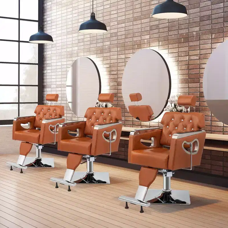 All Purpose Heavy Duty Reclining Hair Salon Chair with Headrest Brown