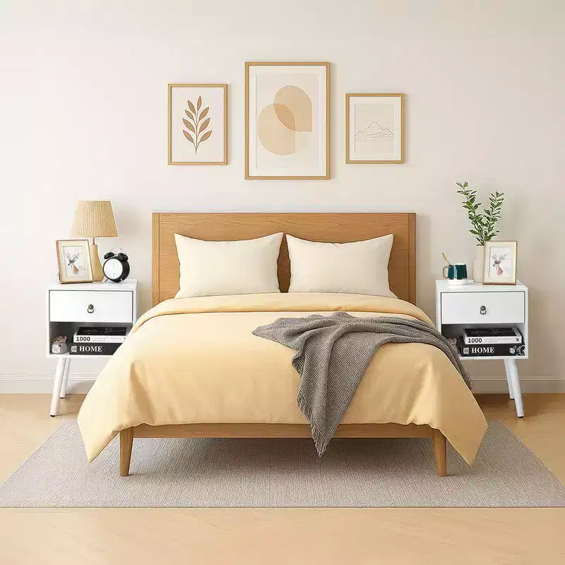 15 Inches Wide Nightstand with 1 Drawer and Lower Shelf, Set of 2