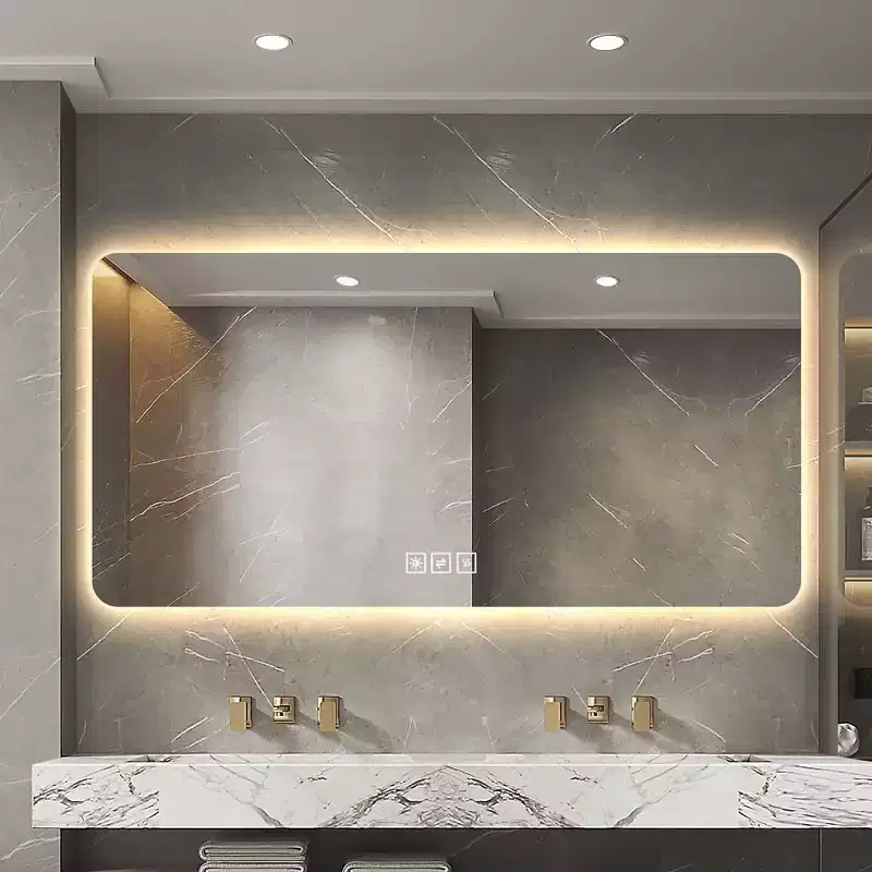 48 x 24 Inch LED Backlit Bathroom Mirror with Dimmable Light and Anti-Fog Function