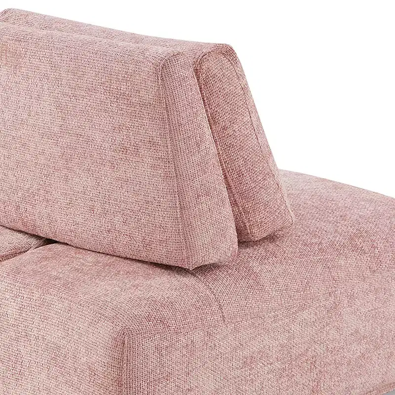 HOMES: Inside + Out Povoa Modern Modular Armless Chair Chenille with Extendable Backrest Pink