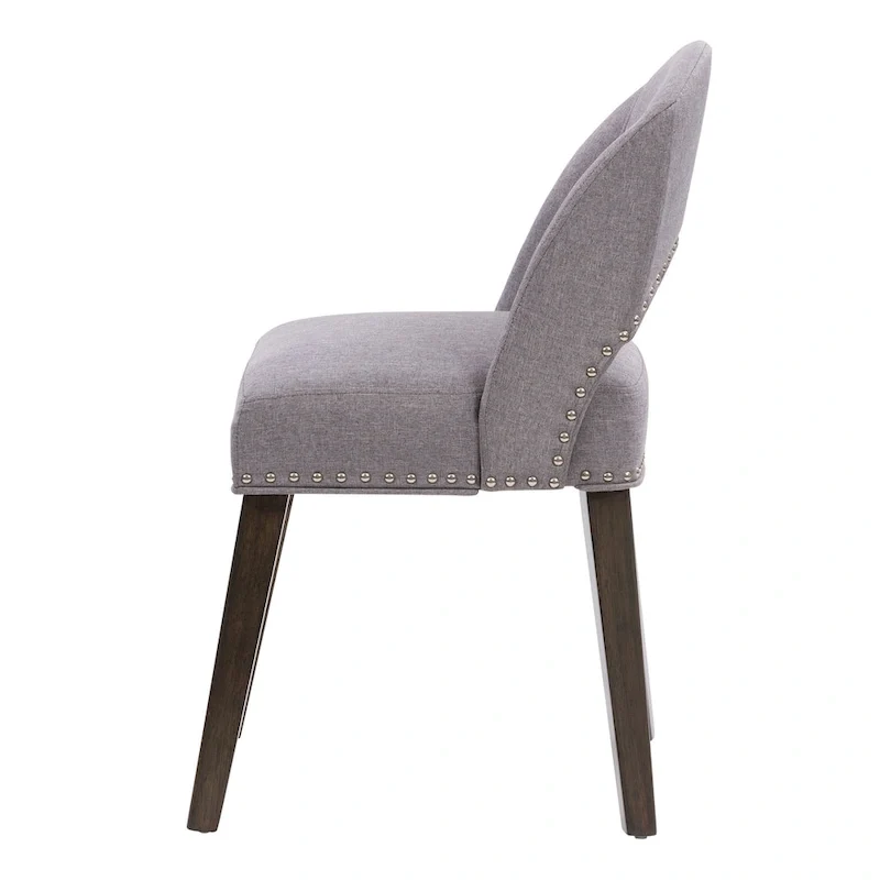 Mid-Century Modern Upholstered Dining Chair with Nail Head Trim, Set of 2