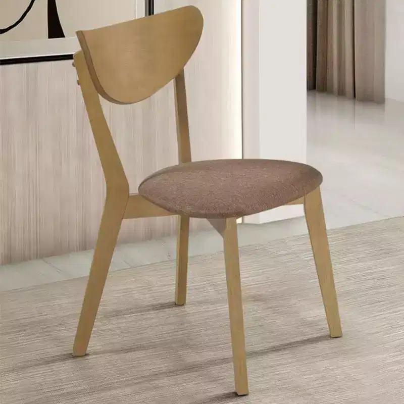 Simple Relax Set of 2 Upholstered Dining Side Chairs in Light Walnut and Brown