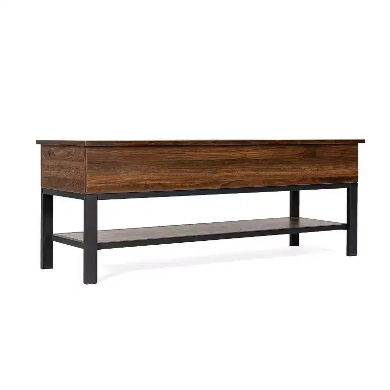 Flash Furniture Wyatt Farmhouse Entryway Storage Bench with Lower Shelf Perfect for Entryway, Mudroom, or Bedroom