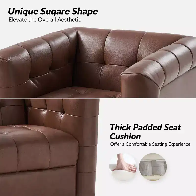 Frankie Modern Genuine Leather Swivel Club Chair| HULALA HOME