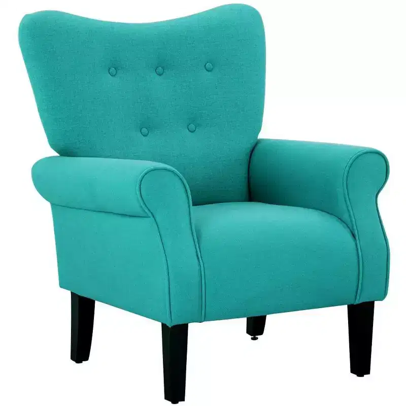 Erommy Mid Century Velvet Tufted Armchair, High Back Accent Chair