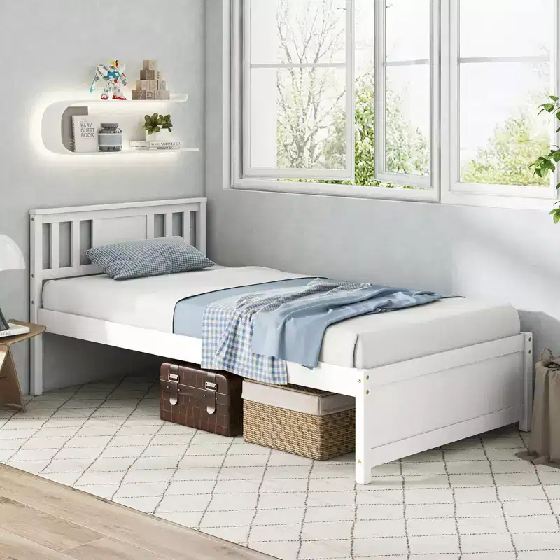 Twin / Full / Queen Size Bed Frame with Headboard & Wood Slat Support – No Box Spring Needed