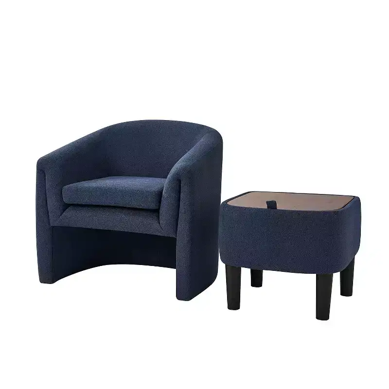 Giles Morden Upholstered Armchair with Removable Legs Storage Ottaman-NAVY
