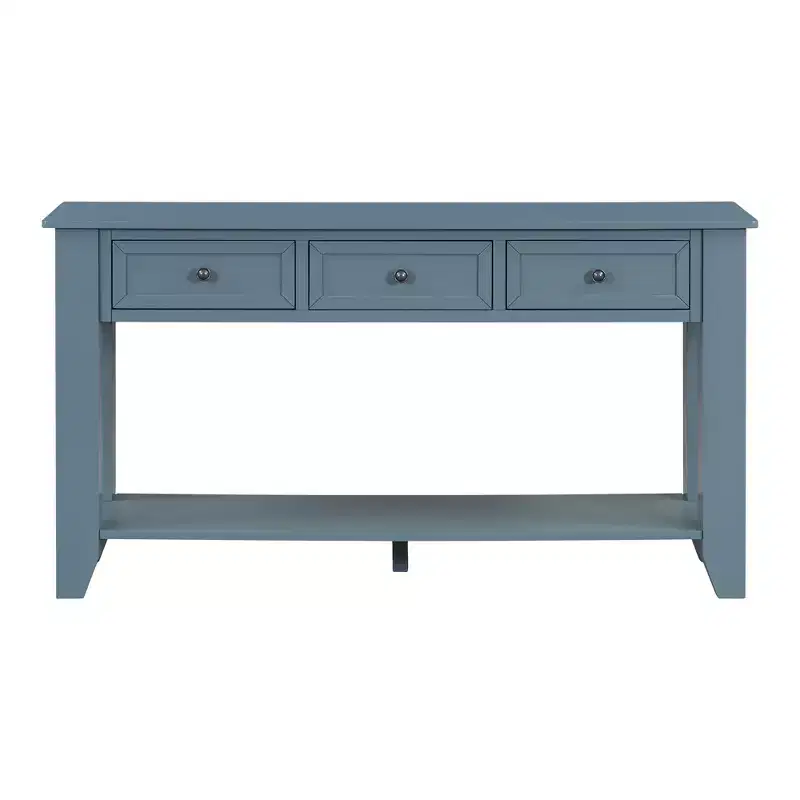 Console Table Sideboard with 3 Drawers & Open Shelf, Blue