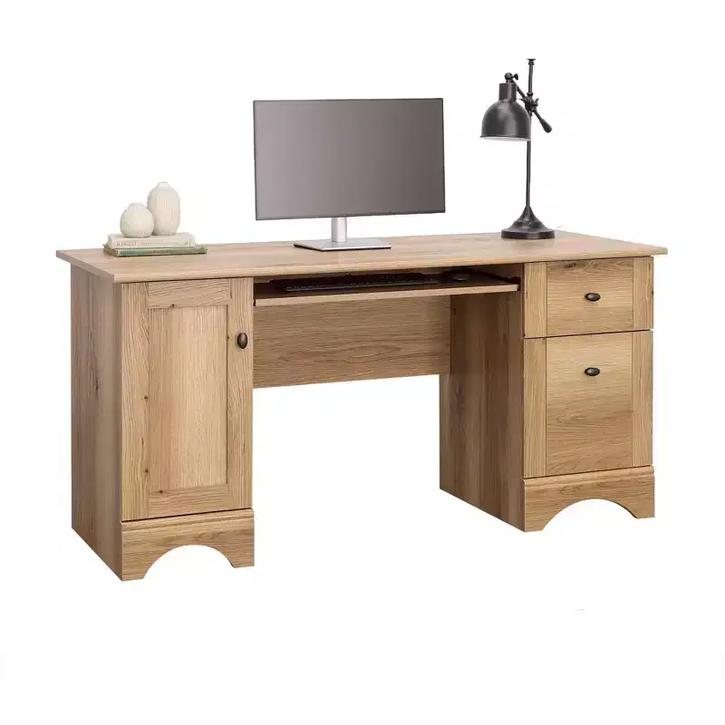 TUYOHW 59.45 Computer Desk,Office Desk with Slide-Out Keyboard Tray,2 Drawers and 1 Cabinet,Writing Desk for Home Office,Study,Game Room