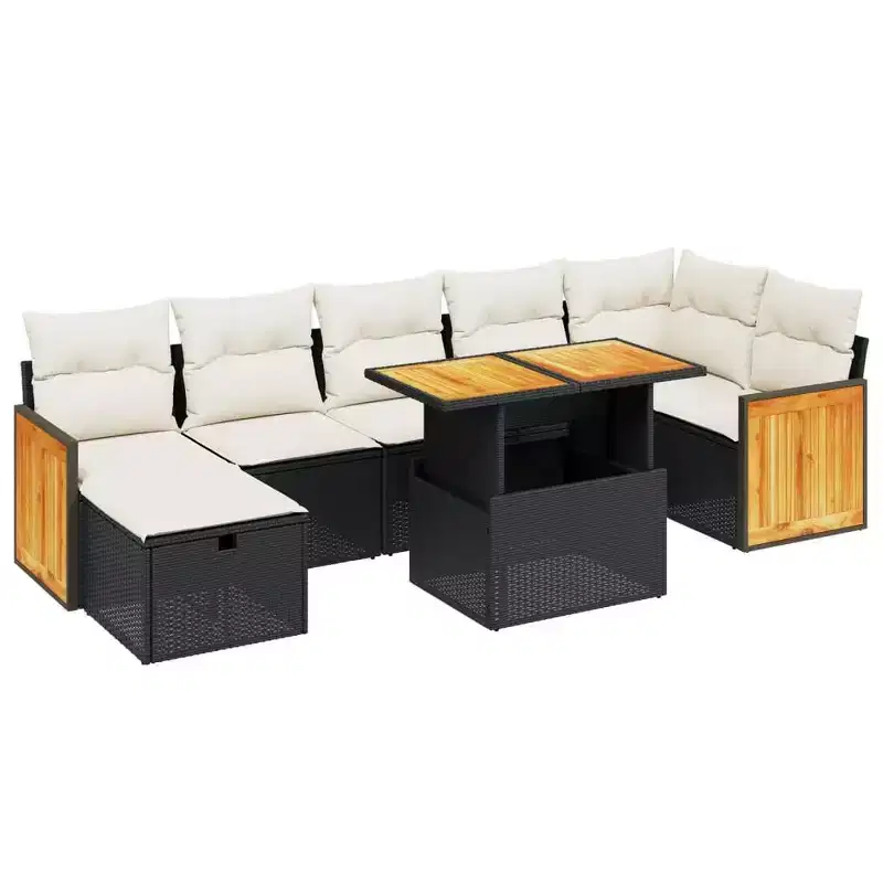vidaXL Modular Outdoor Sofa Set with Cushions in Poly Rattan