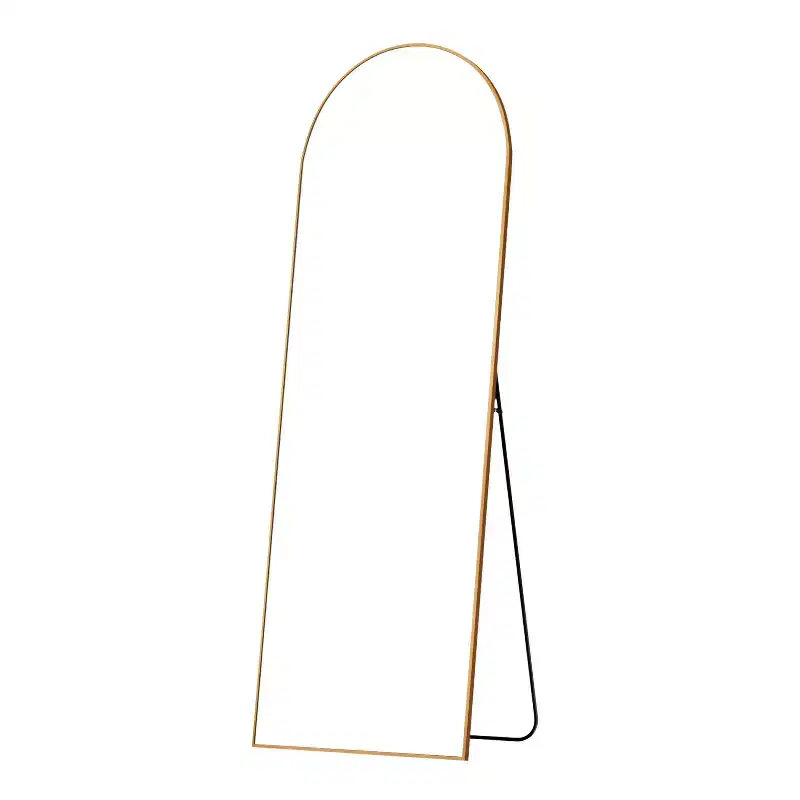 Arched Gold Metal Framed Full Length Floor Mirror