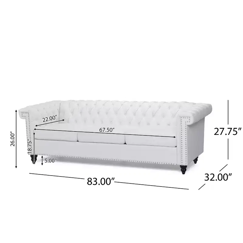 Christopher Knight Home Parkhurst 3 Seater Sofa with Nailhead Trim