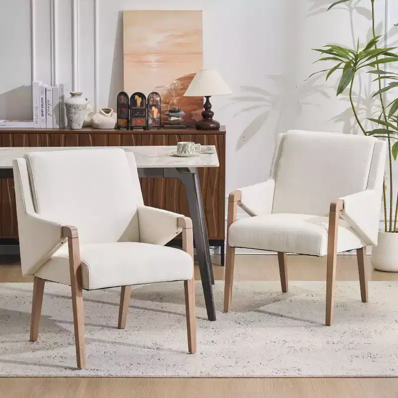 Christopher Knight Home Nattapong Modern Rubberwood Linen Upholstered Dining Chairs (Set of 2)
