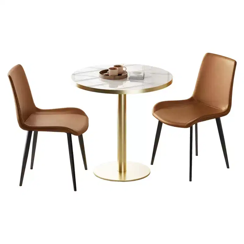 2pk Modern Faux Leather Dining Chairs with Cushioned Seats & Metal Legs