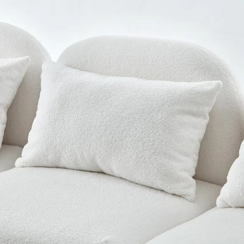 Living Room Furniture Three Seat Lazy Sofa Teddy Fabric White,High quality and durable