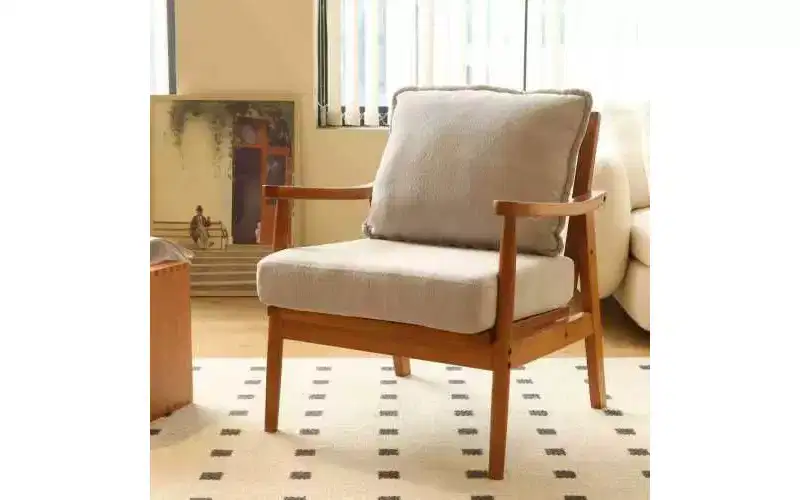 Modern Accent Chair with Solid Wood Frame and Plush Fabric Cushion
