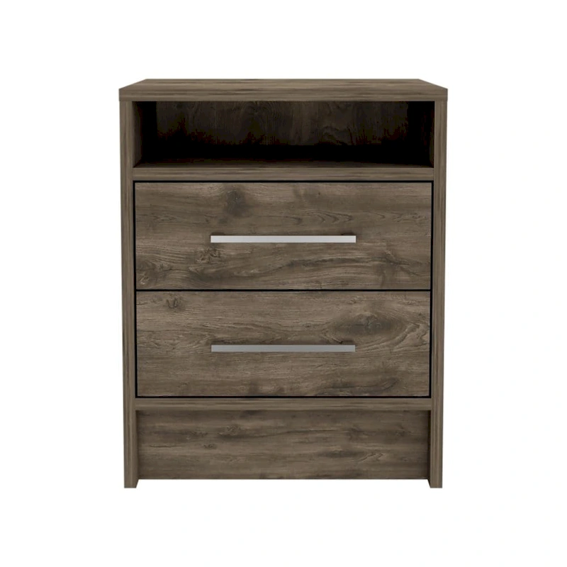 FM Furniture Philadelphia Nightstand with Two Drawers, and Concealed Shelf
