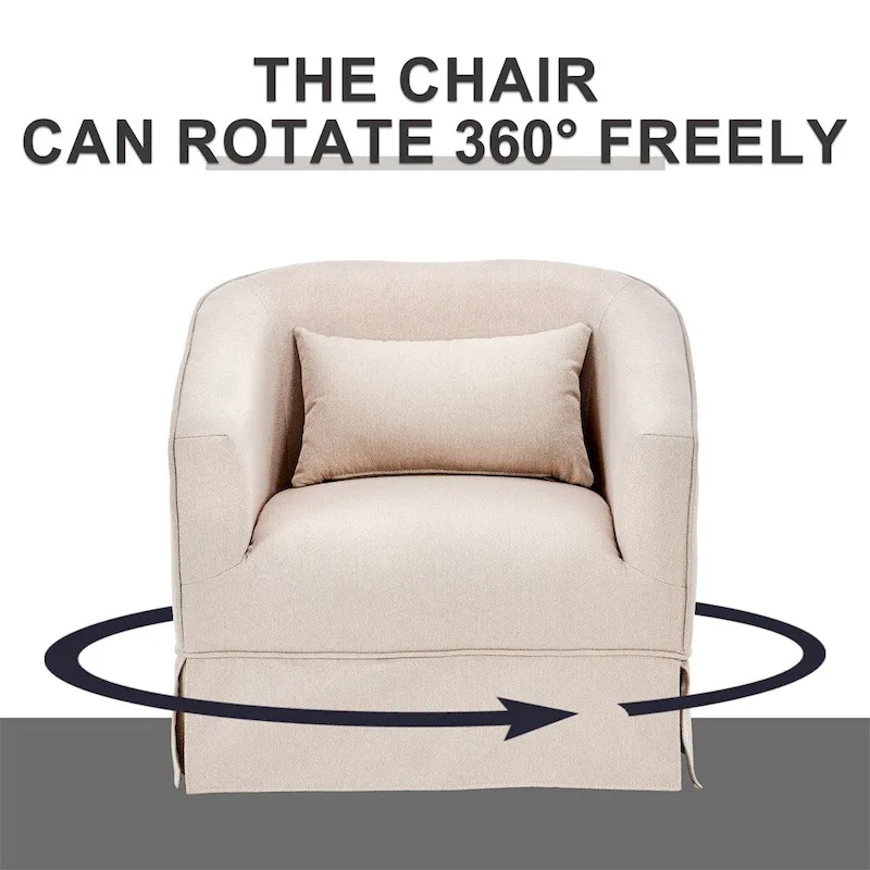 Swivel Barrel Chair with Ottoman and Black Metal Base