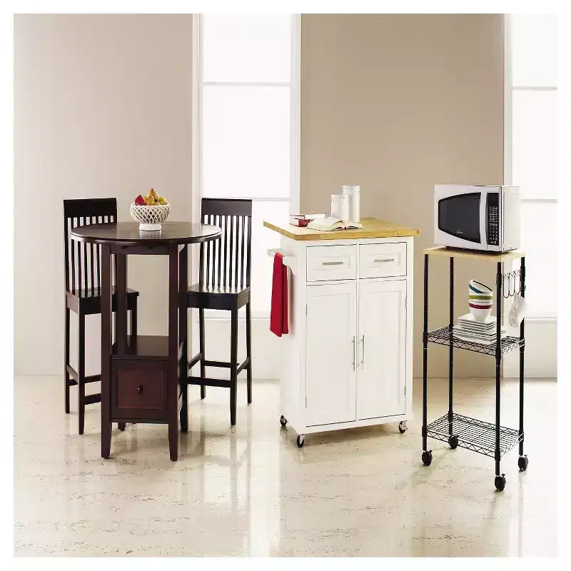 Microwave Cart Black - Room Essentials™: Utility Storage with Locking Wheels, 34" Height