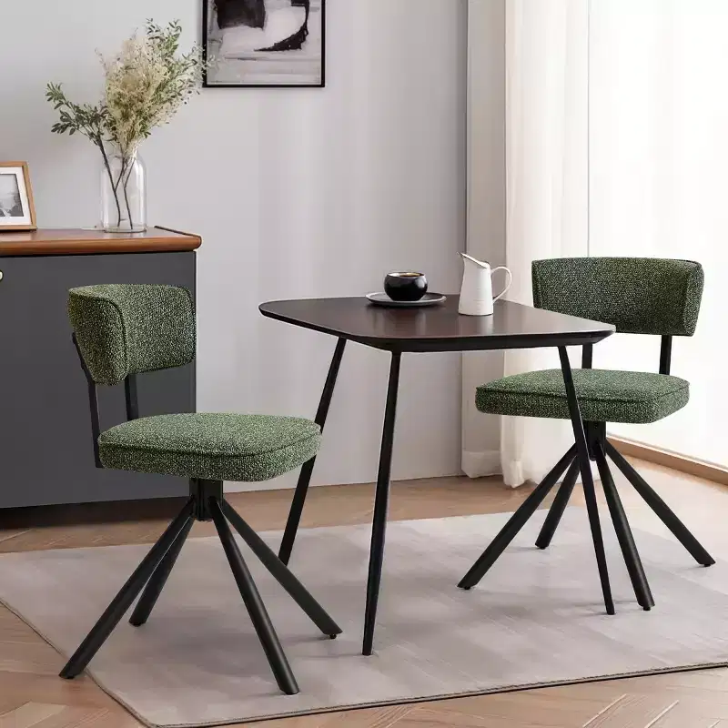 Subrtex Dining Chairs Set of 2 Modern Fabric Kitchen Chairs Accent Chairs with Black Metal Legs