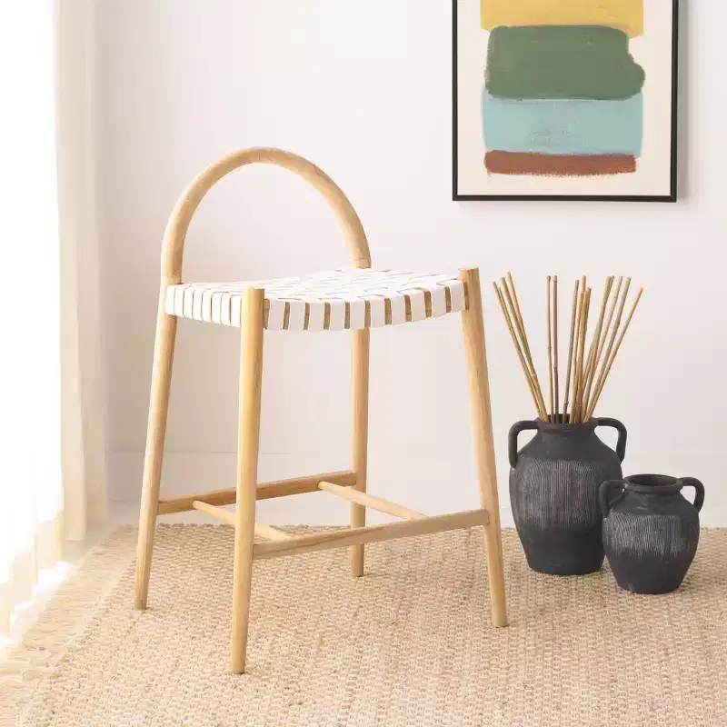 Rhyan Counter Stool - BST1203A - White/Natural - Safavieh