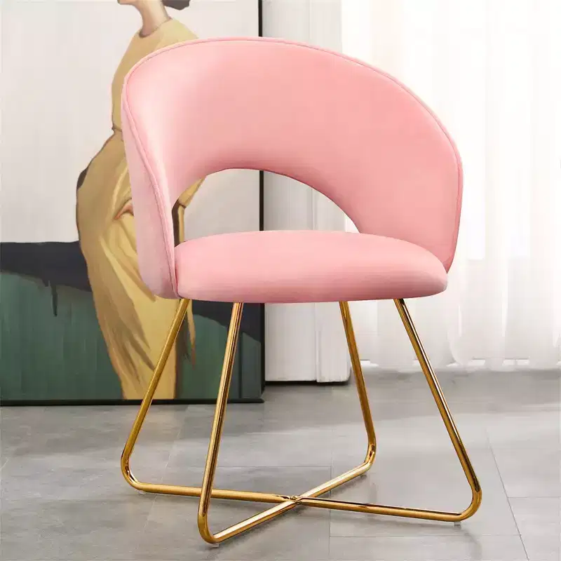 Faux Velvet Vanity Chair, Modern Accent Chair for Vanity, Upholstered Makeup Stool for Bedroom, Living Room, Dressing Room