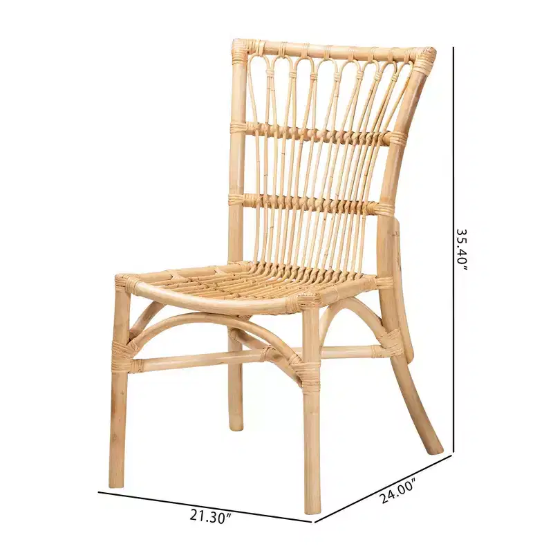 bali & pari Ammi Dining Chair Natural/Brown: Handcrafted, Bohemian Style, No Assembly Required