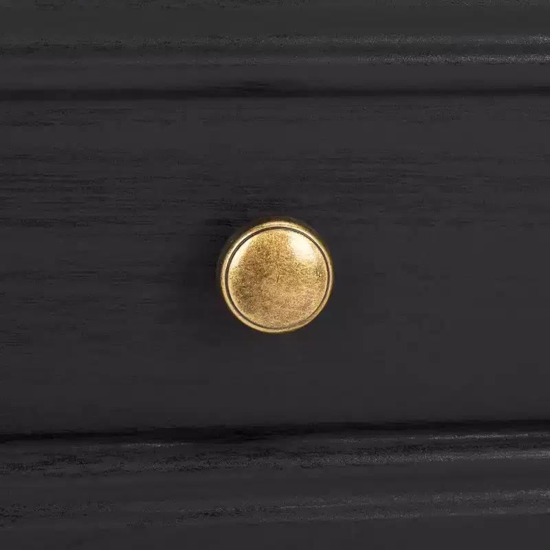 1-Drawer 1-Shelf Nightstand with Gold Pulls, Walnut Finish Bedside Table