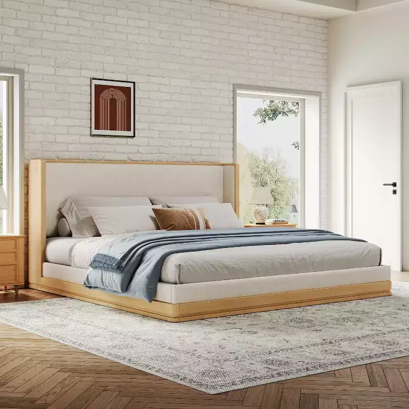 Christopher Knight Home Joriel Mid-Century Modern Chenille Upholstered Platform Bed