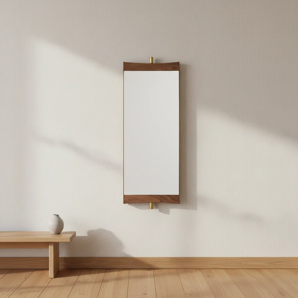 Modern Gold Metal Frame Tall Rectangular Wall Mirror for Bedroom or Hallway