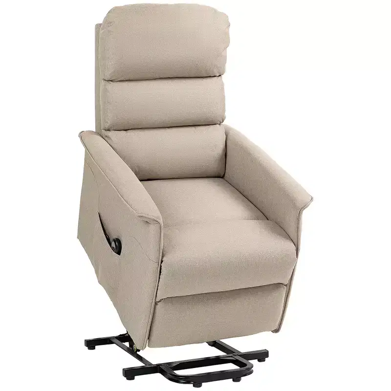 HOMCOM Power Lift Assist Recliner Chair for Elderly with Remote Control, Linen Fabric Upholstery