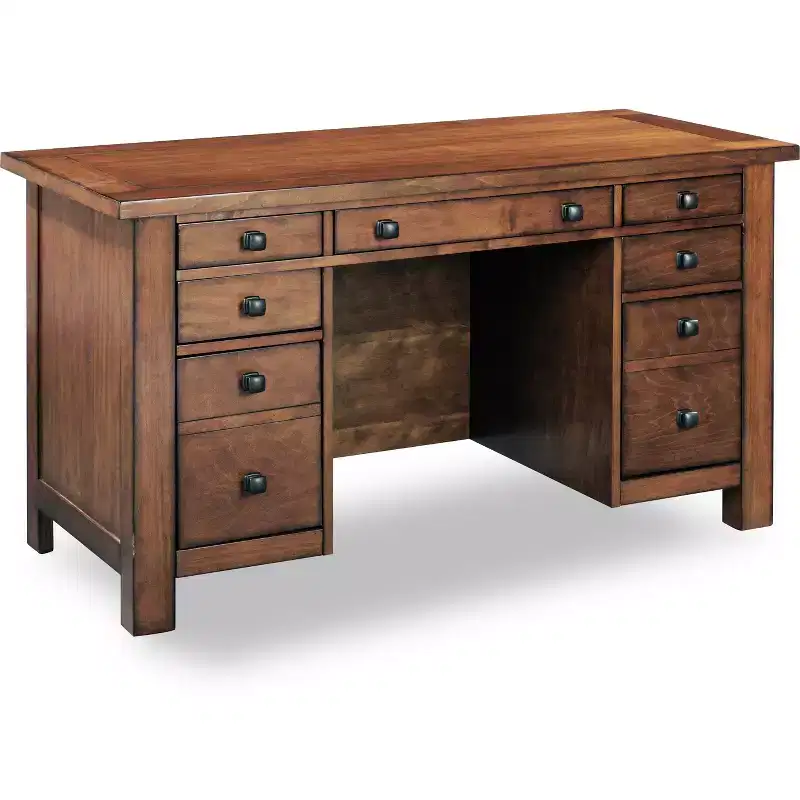 Tahoe Executive Pedestal Desk - Aged Maple - Home Styles: Hardwood, Mid-Century Modern Office Furniture