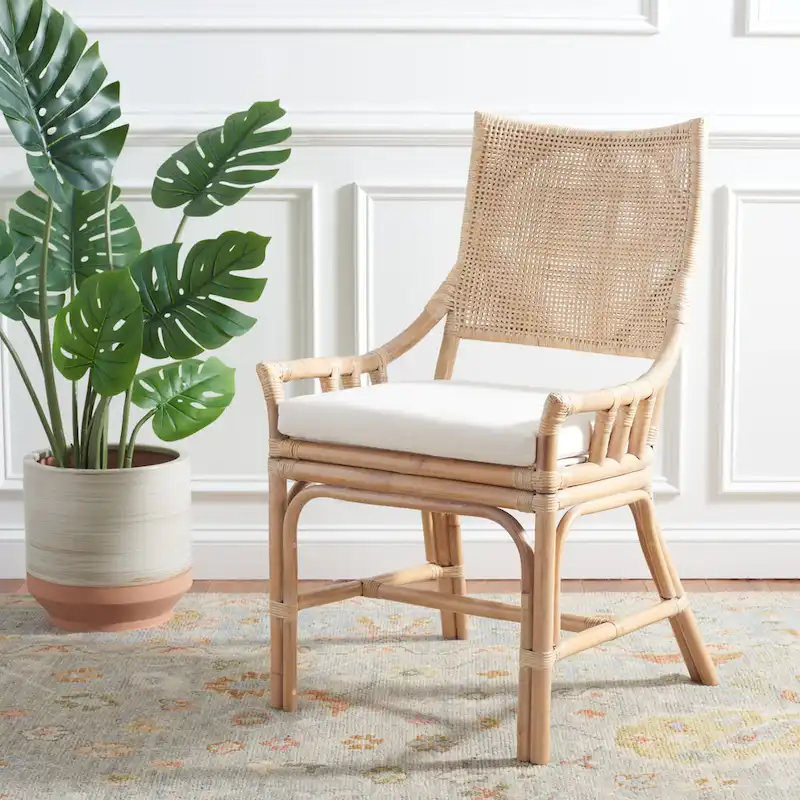 Coastal Rattan Cushion Chair 22 W x 24 L x 37 H 22W x 24D x 37H