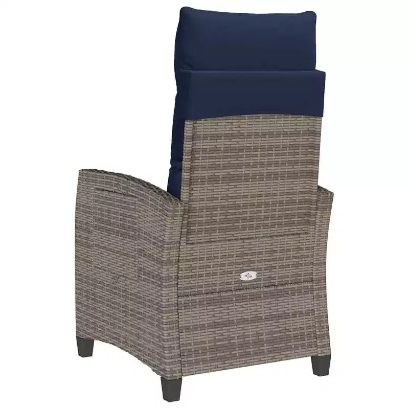vidaXL Reclining Garden Chair PE rattan, powder-coated steel Medium