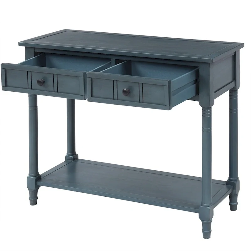 Modern Console Table with Two Drawers and Bottom Shelf