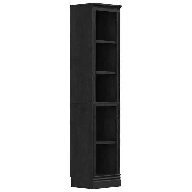 Narrow Bookcase, Adjustable Storage Shelving Unit, Black