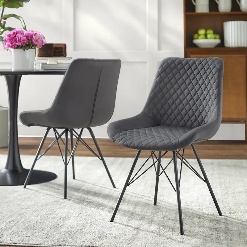 Kavitt Mid-century Modern Velvet 5-piece Round Dining Set