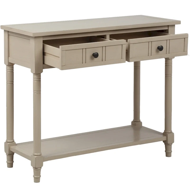 Modern Console Table with Two Drawers and Bottom Shelf