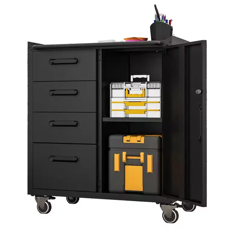 35H Heavy-Duty Steel Tool Cabinet with Wheels, Categorized Drawers and Lockable Storage