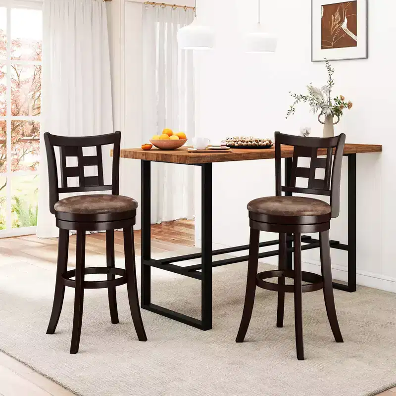 Costway Set of 2/4 Bar Stools 30 Swivel Bar Chairs with Footrest, Lattice Backrest