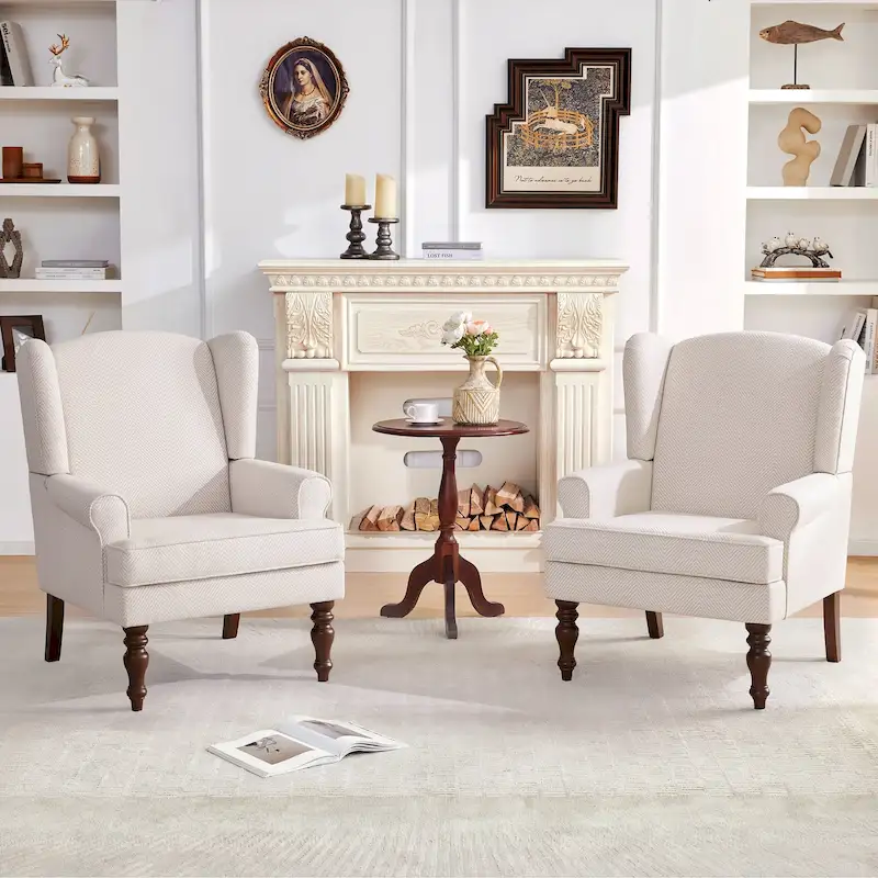 Accent Armchair with Turned Legs Blue/ Beige / Grey