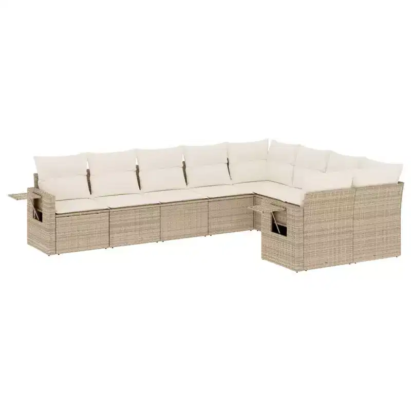 vidaXL 10 Piece Patio Sofa Set with Cushions Poly Rattan, Modular Outdoor Sectional, Multiple Colors/Models