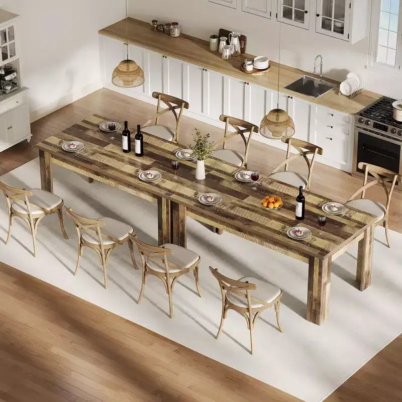 Farmhouse Dining Table for 4 - 63 Rustic Wooden Rectangular Table for Small Spaces & Apartments