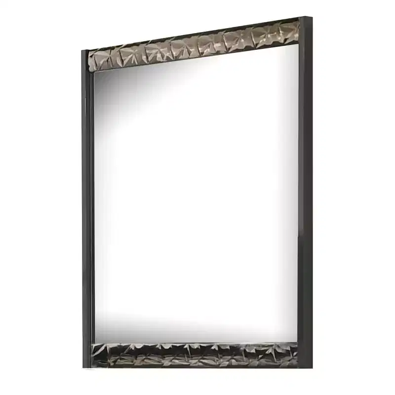 Royal Hampton 36x40 Dresser Mirror, Rectangular, Chrome Geo Molding, Ash Gray