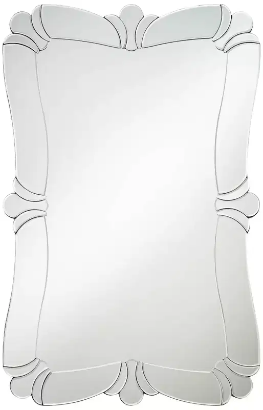 Possini Euro Design Fabrina Rectangular Vanity Decorative Wall Mirror Modern Beveled Edge Flower Glass Mirrored Frame 26 Wide for Bathroom Bedroom
