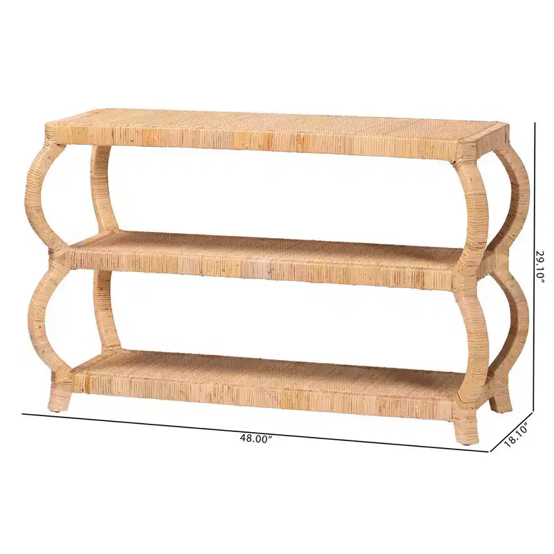 bali & pari Dalida Rattan 3 Tier Console Table Natural