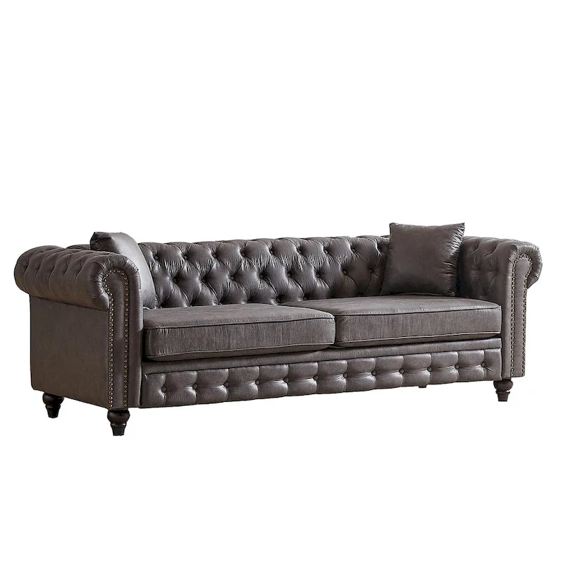 Chesterfield 85.5 Tech Fabric 3-seater Sofa with Cushions
